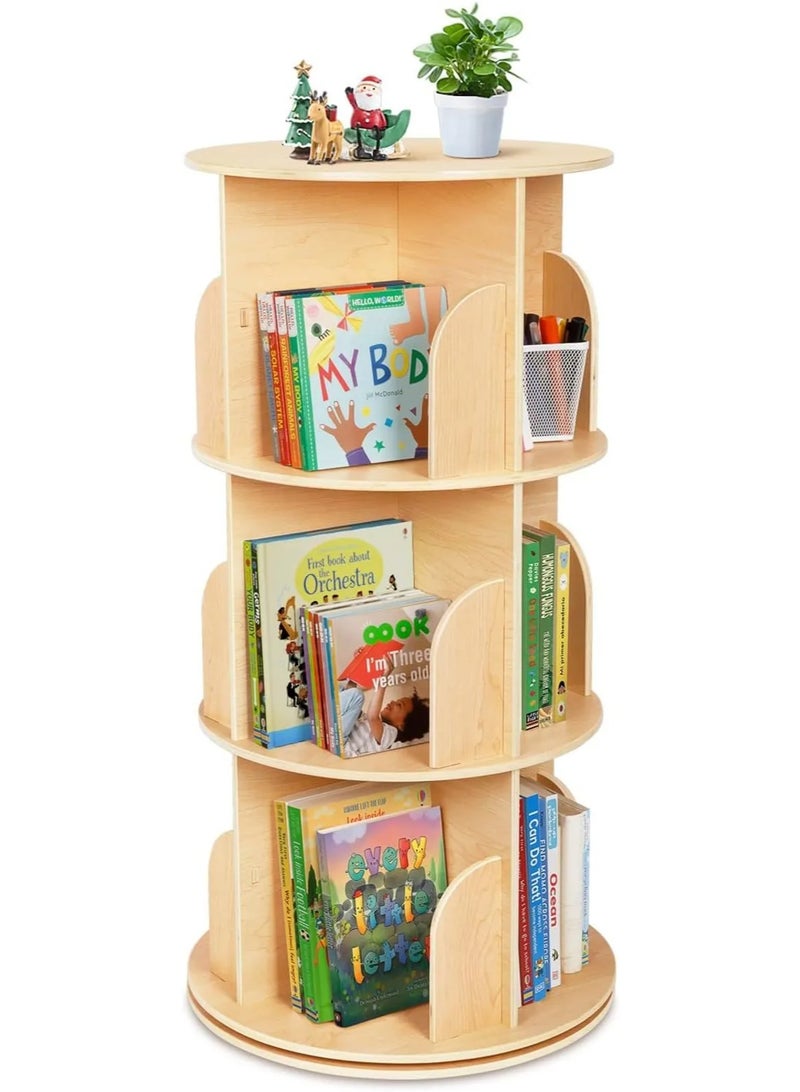 توكي توي رف كتب خشبي دوّار من 3 طبقات – بني من TOOKY TOY - Image 1